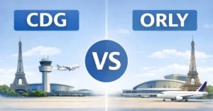 CDG vs ORLY airport comparison image for travelers flying to Paris