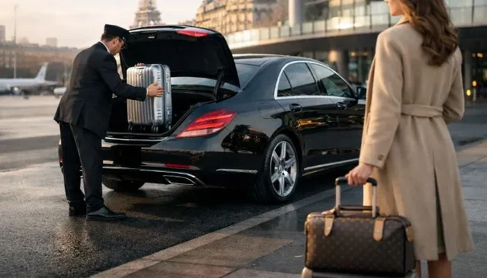 Private chauffeur airport transfer in Paris with luxury vehicle